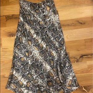 Zara snakeskin silk skirt, slit on side w/buttons